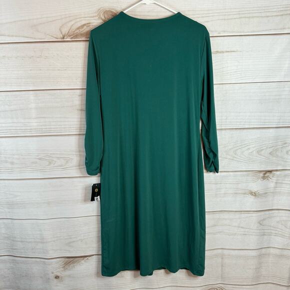 JM Collection Green Long Sleeve Zipper Front Midi Dress Size Medium - Picture 3 of 6